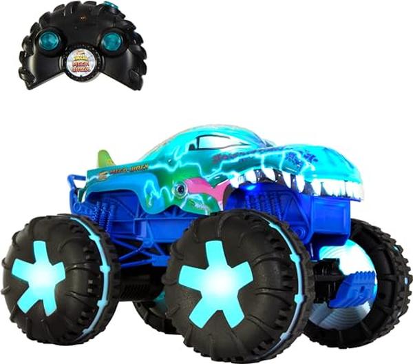 XS69634 Wheels Toy RC Monster Trucks - Oversized Remote Control Mega-Wrex Alive in 1-15 Scale - 3 Modes of Play with Interactive Lights & Sounds