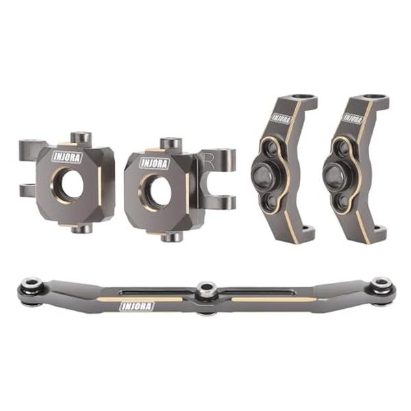 XS70149 Brass Caster Blocks C-Hubs - Steering Blocks Knuckle & Steering Link Kit for TRX4M 1-18 Scale RC Crawler Upgrade Parts - Grey