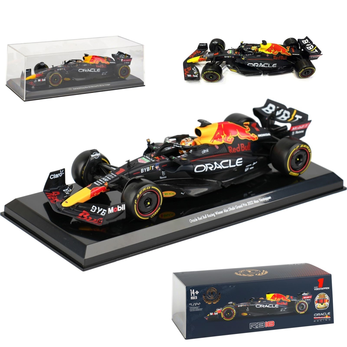 2022 F1 RB18-1 for Verstappen Champion Racing Car with Compatible Red Bull 1-24 Scale Static Alloy Car Die Cast Model Collectible Gift - Black