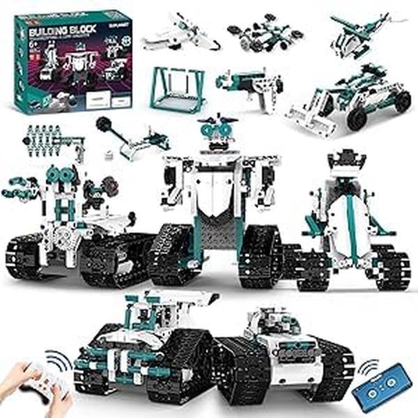 Picture of A-Sonic XS70751 Robot Toys for 8-14 - 12-in-1 Remote Control Robot Toys for Kids - Programmable Building Robot Kit Birthday Present for Science Educational - 469 Piece
