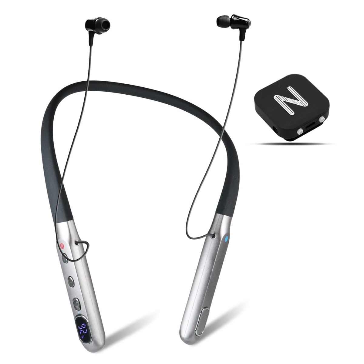 Picture of A-Sonic XS-72529 Rechargeable Hearing Amplifier to Aid TV Watching & Conversation - Wireless Neckband Headphones for Seniors & Adults - Remote Microphone Noise Cancelling - NW10 Pro