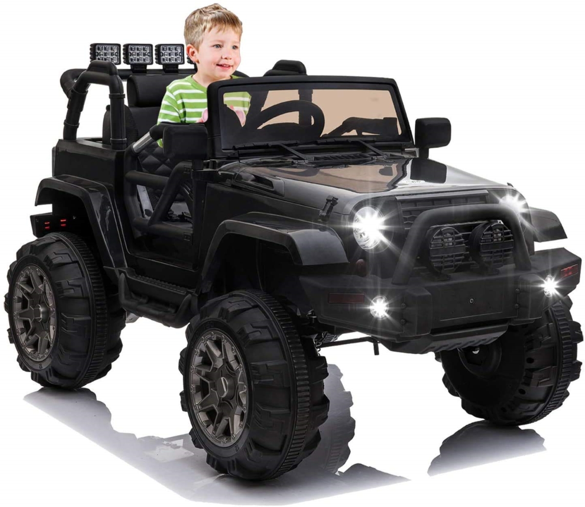 Kids Electric Truck - Battery Powered Ride-On Car with Parent Remote Control - 12V Electric Car - 3 Speeds - Spring Suspension - MP3 Player - Black