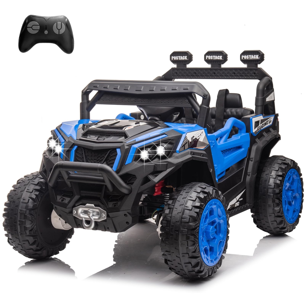 24V Ride-On Car with Remote Control 24V 4WD Electric Car for Kids 4x4 Off-Road Quad Buggy UTV Battery Powered Ride-On Toys for Toddlers - Blue