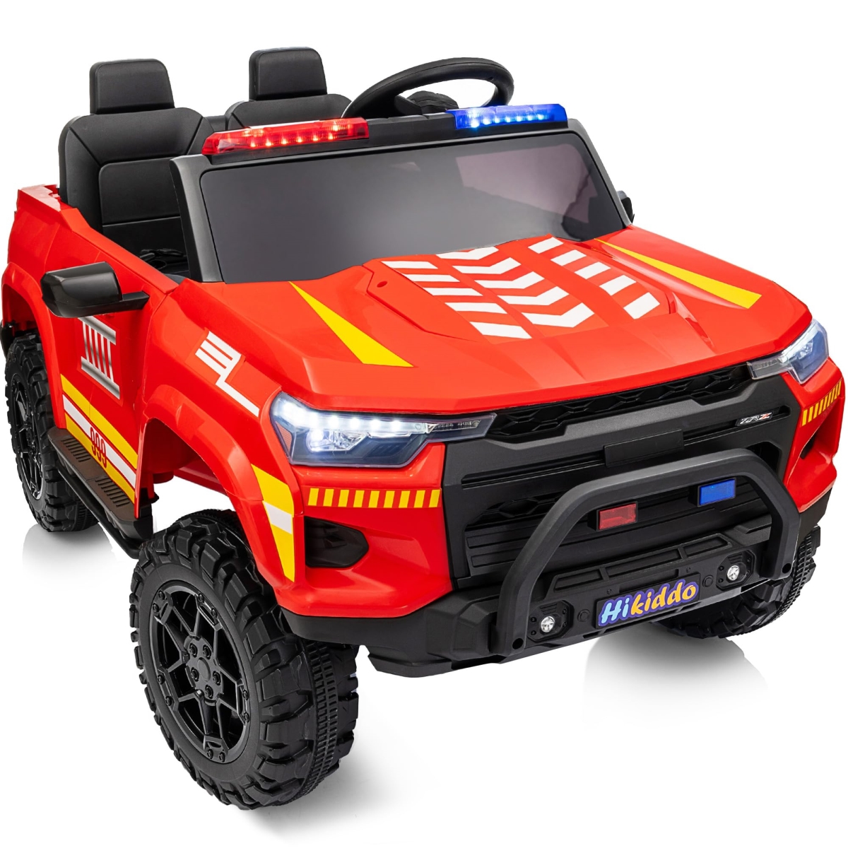 XS-73005 10Ah Electric Police Car Ride-On Toy for Big Kids - 4WD 2 Seater Kids Ride-On Car SUV with Remote Control - 4x200W Motors - Red