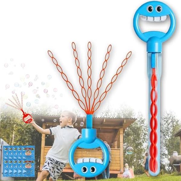Picture of A-Sonic XS67510 Claw Wands for Kids - 5 Claw Smiley Bubble Stick - Make Lots of Bubbles for Kids - Bubbles Machine for Outdoors - Suitable for Parks - Childrens Parties - Family Gatherings - Blue
