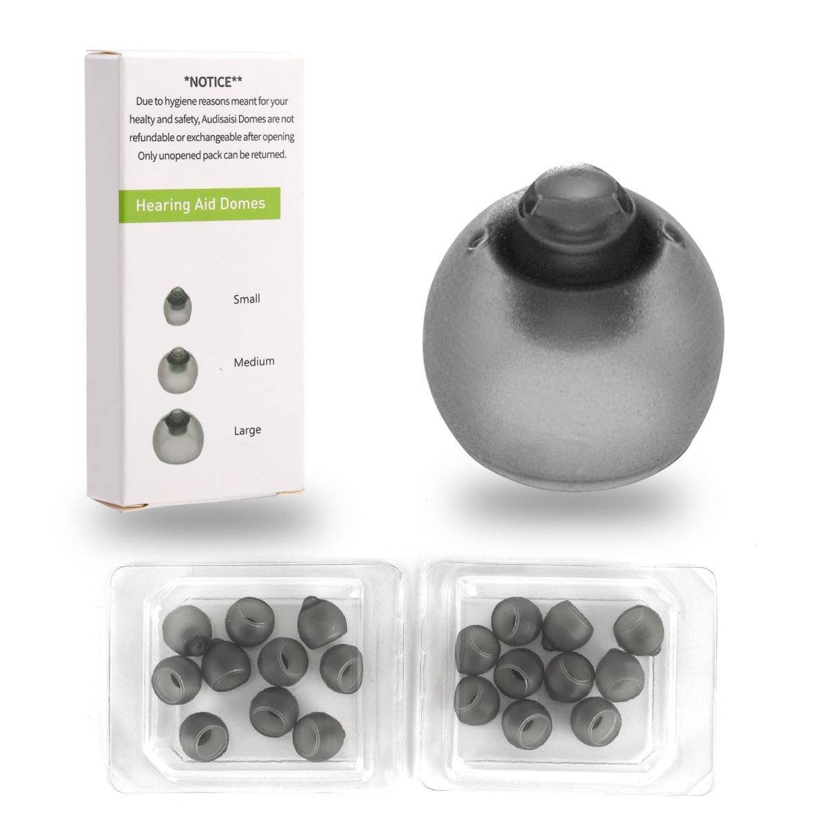 Vented 4.0 Hearing Aid Domes Ideal for Mild Hearing Loss Compatible Comfortable Silicone for Small to Medium Ear - 9 mm, 0.35 in. - 20 Piece