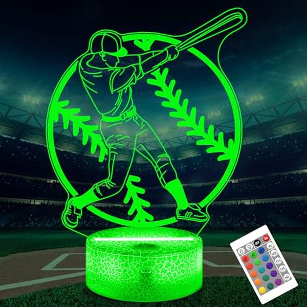Picture of A-Sonic XS67940 Gifts for Boys - Baseball 3D Illusion Lamp - Baseball Night Light with 16 Colors Remote Control - Baseball Decor for Kids Room - Boy Men Christmas Birthday Gifts