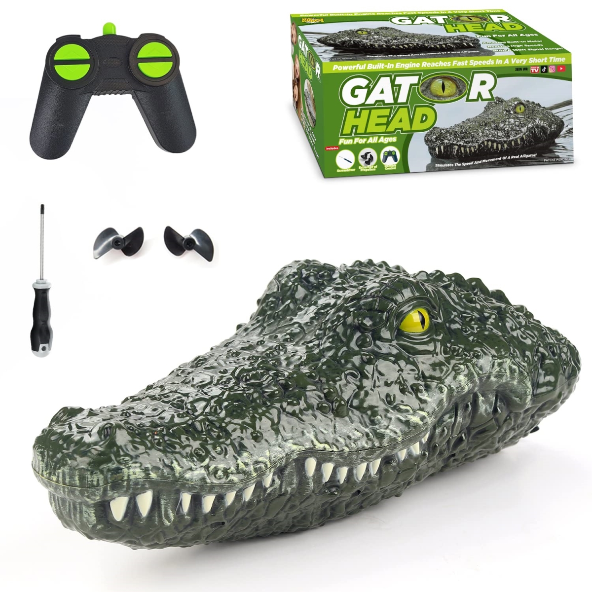 Picture of A-Sonic XS68336 Control Alligator Head Boat for Kids & Adults - Simulates The Speed & Movement of a Real Alligator for Pools - Water Parks - Lakes & More - Includes Gator Head & Remote Control