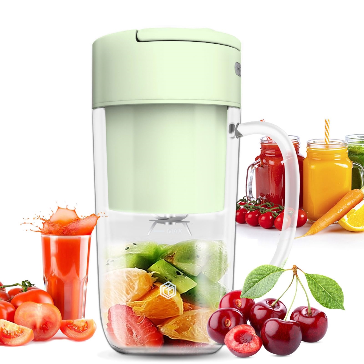 Picture of A-Sonic XS68400 10 oz Mini Personal Blender for Smoothies - Fruits & Veggies with Rechargeable USB - Easy to Clean Suitable for Traveling or Camping - Green