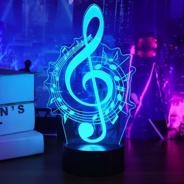 Picture of A-Sonic XS68441 Note Gifts for Girls - 3D Illusion Lamp - 3D Music Night Light with 16 Colors Remote & Touch Control - Music Note Decor for Kids Room - Girls Birthday Gifts - FS-2810-9999