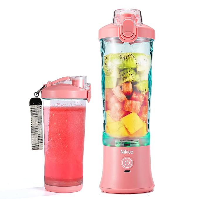 Picture of A-Sonic XS68573 20 oz Personal Blender for Shakes & Smoothies with 6 Blades - Big Power USB Rechargeable - BPA Free with Travel Lid - Pink