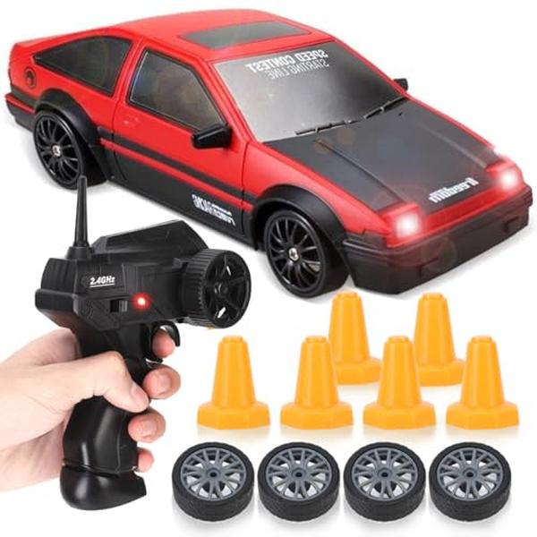 1-24 Scale 2.4GHz 4WD Remote Control Sport Racing On-Road Vehicle Imports RC Drifting Car with LED Light - Batteries & Drifting Tires - Style 5
