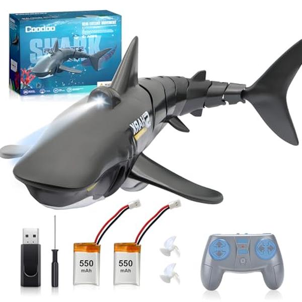 Picture of A-Sonic XS69191 Remote Control 1-18 Scale High Simulation Shark Toy for Swimming Pool Bathroom - Great Gift RC Boat Toys for 6 Plus Year Old Boys & Girls with 2 Batteries