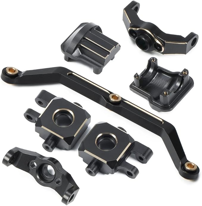 XS69832 Brass Upgrade Parts Kit Set for TRX-4M 1-18 Scale RC Crawler Car - Steering Link - Caster Blocks - Steering Knuckles & Diff Covers, Black