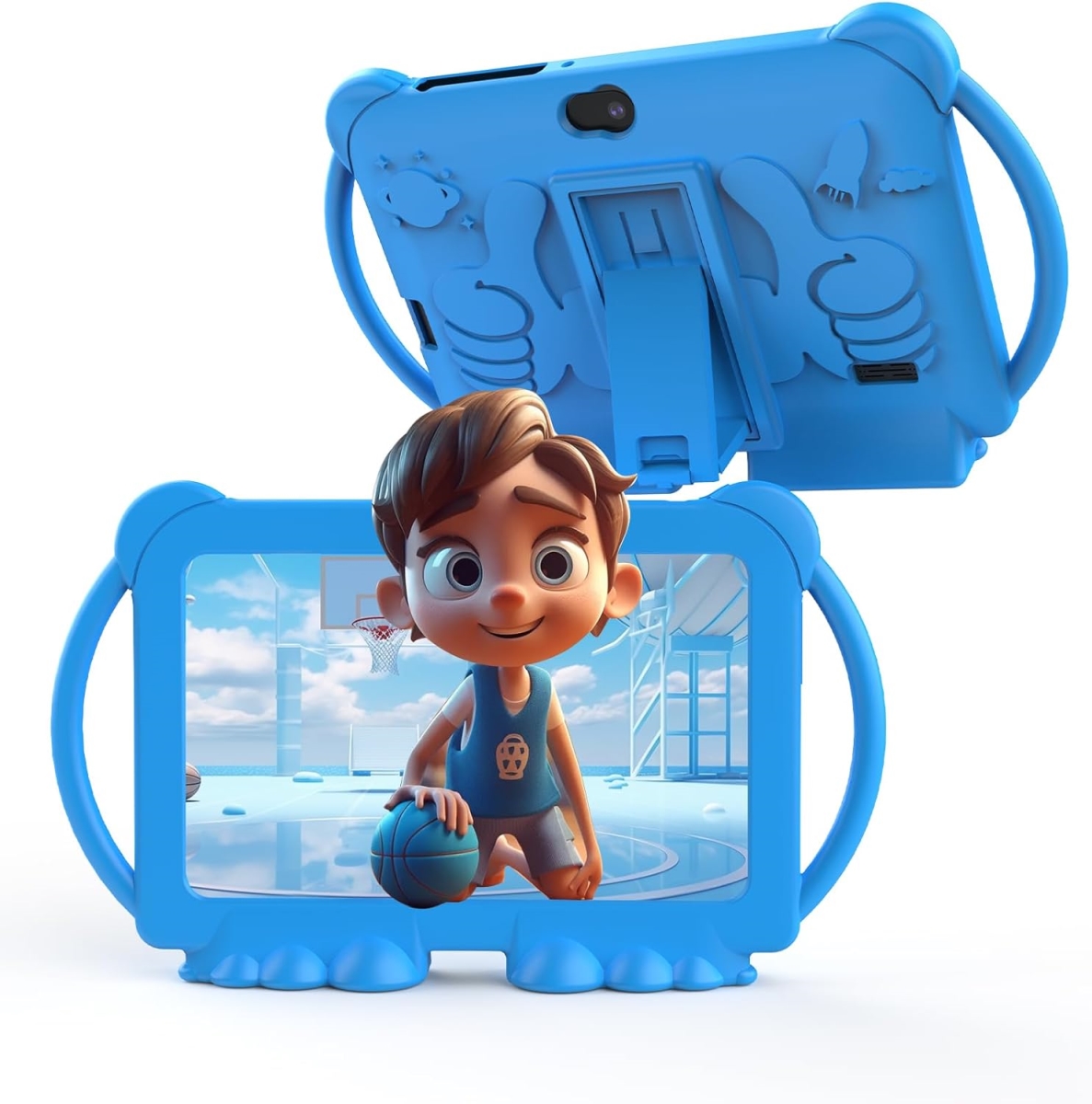 XS69936 7 in. Kids Tablet - Android 12 - 32GB ROM - 2 Plus 5MP Dual Camera - Shockproof Case - Educational - Games - Parental Control