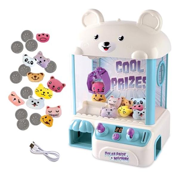 XS70708 Polar Bear Prize Machine Crane Game - Electronic Arcade Game Machine for Ages 3 & Up