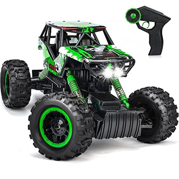 E 1-12 Scale Large Remote Control Car Monster Trucks for Boys with Head Lights 4WD Off All Terrain RC Car Rechargeable Vehicles Xmas Gifts for Kids