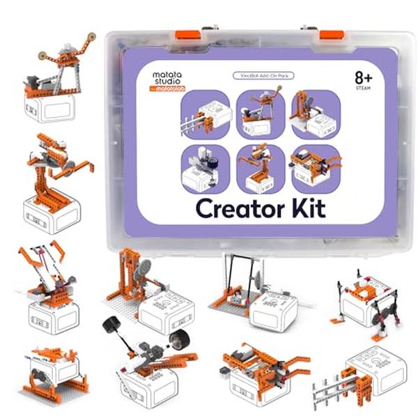Picture of A-Sonic XS70839 Creator Kit - Building Pack for VinciBot Coding Robot - STEM Educational Kit with 434 Plus Building Blocks 20 Building Cases for Kids School - DIY Building Science Experiment Kit