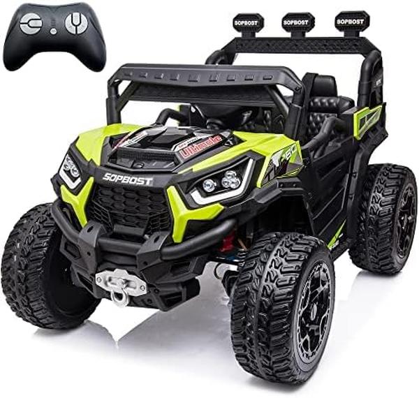 XS-73180 24V Ride-On Car with Remote Control 4x4 Battery Powered 4 Wheels Ride-On Toy for Kids Electric Vehicle with EVA Tire - Bluetooth - Green