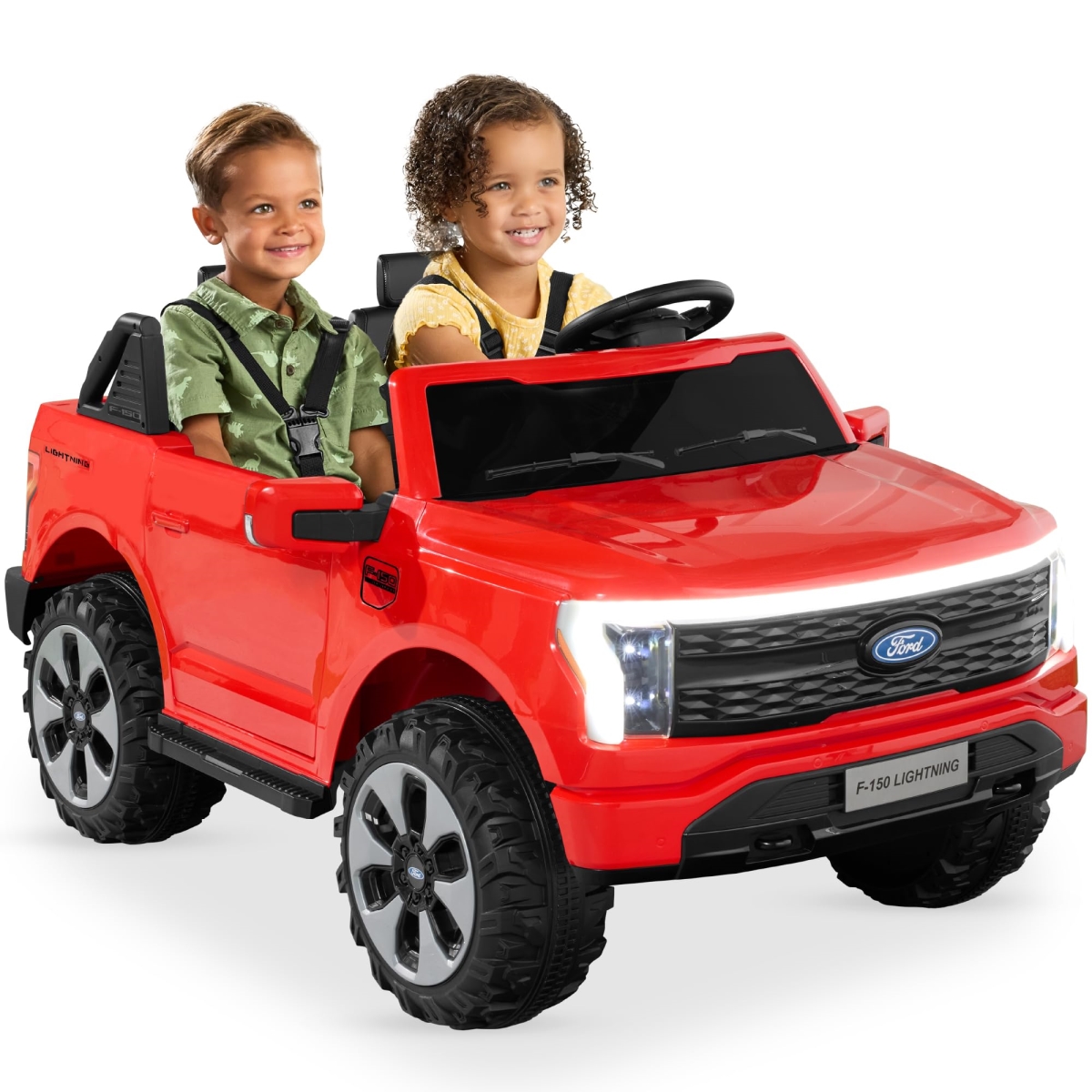 Choice Products Licensed Ford F-150 Lightning Truck Kids 24V 2-Seater Electric Ride-On Car Toy with 132lb Weight Capacity - Parent Control - Red