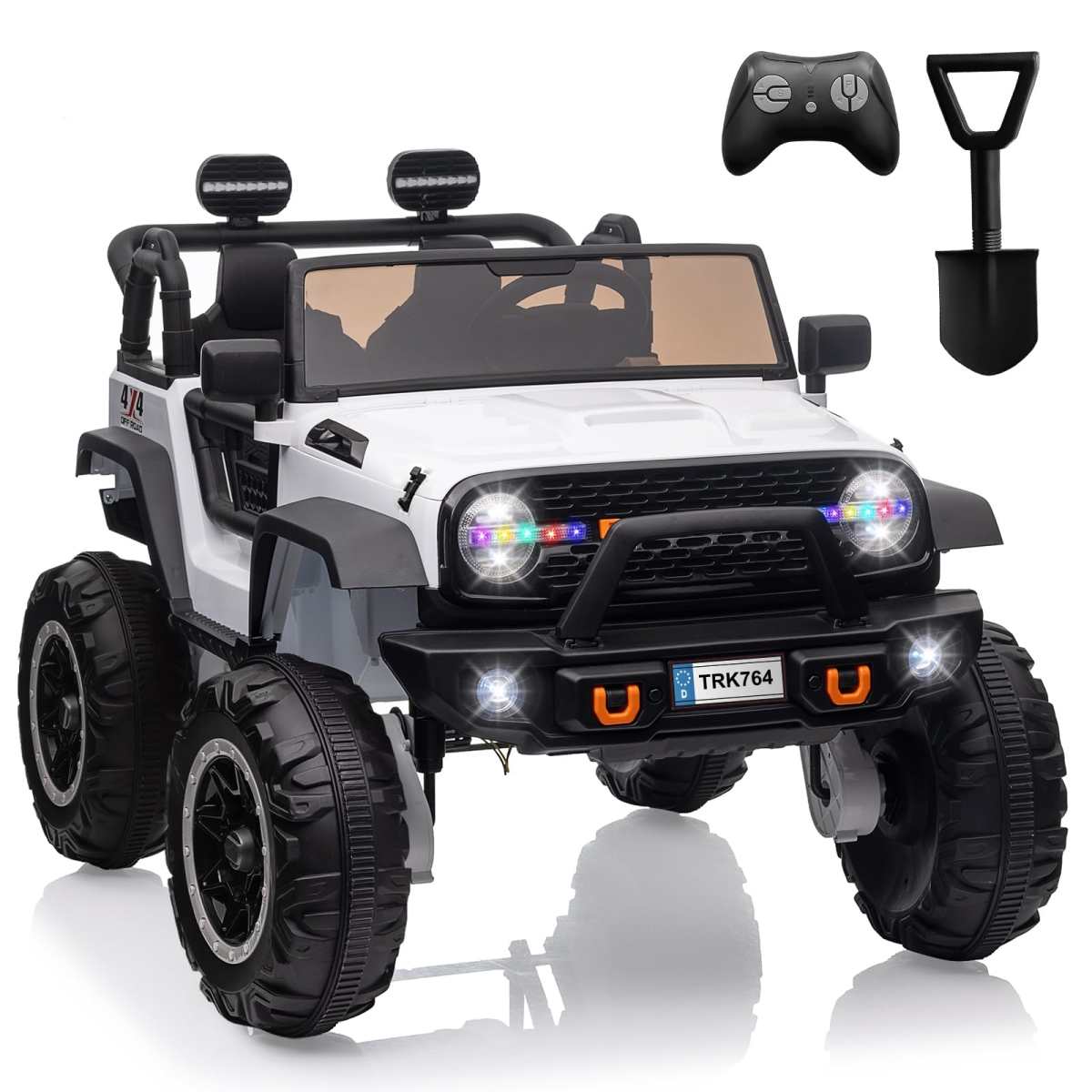 XS-73325 Ride-On Car Toys - Remote Control 4 Wheels Electric Power Car for Toddlers Kids Boys Girls - 2 Seater Motorized Ride-On Cars Vehicle - White