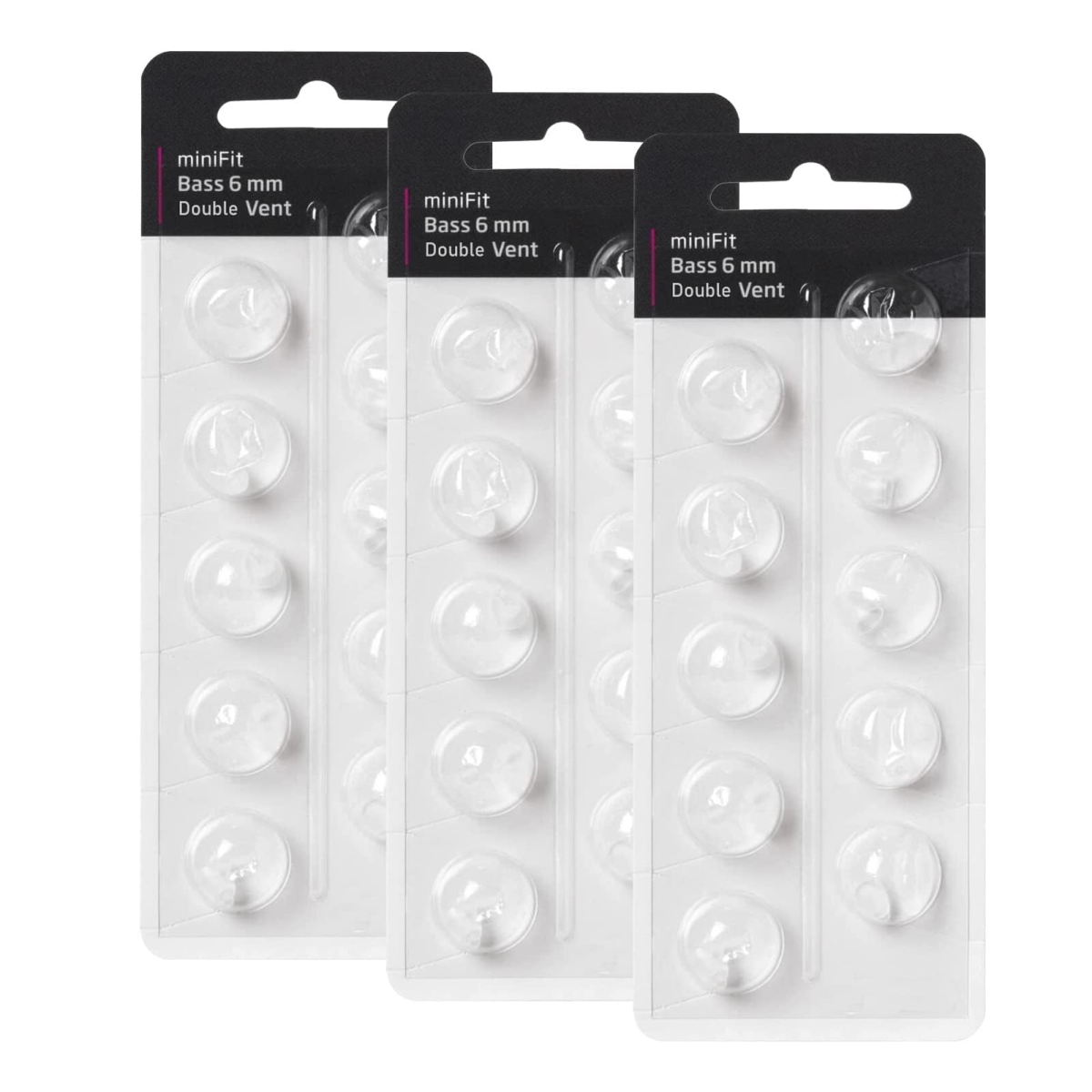 Picture of A-Sonic XS67471 Aid Domes for Oticon MiniFit Double Vent Bass Domes- 3 Packs - 6mm - Universal Domes for Oticon Hearing Aid Supplies