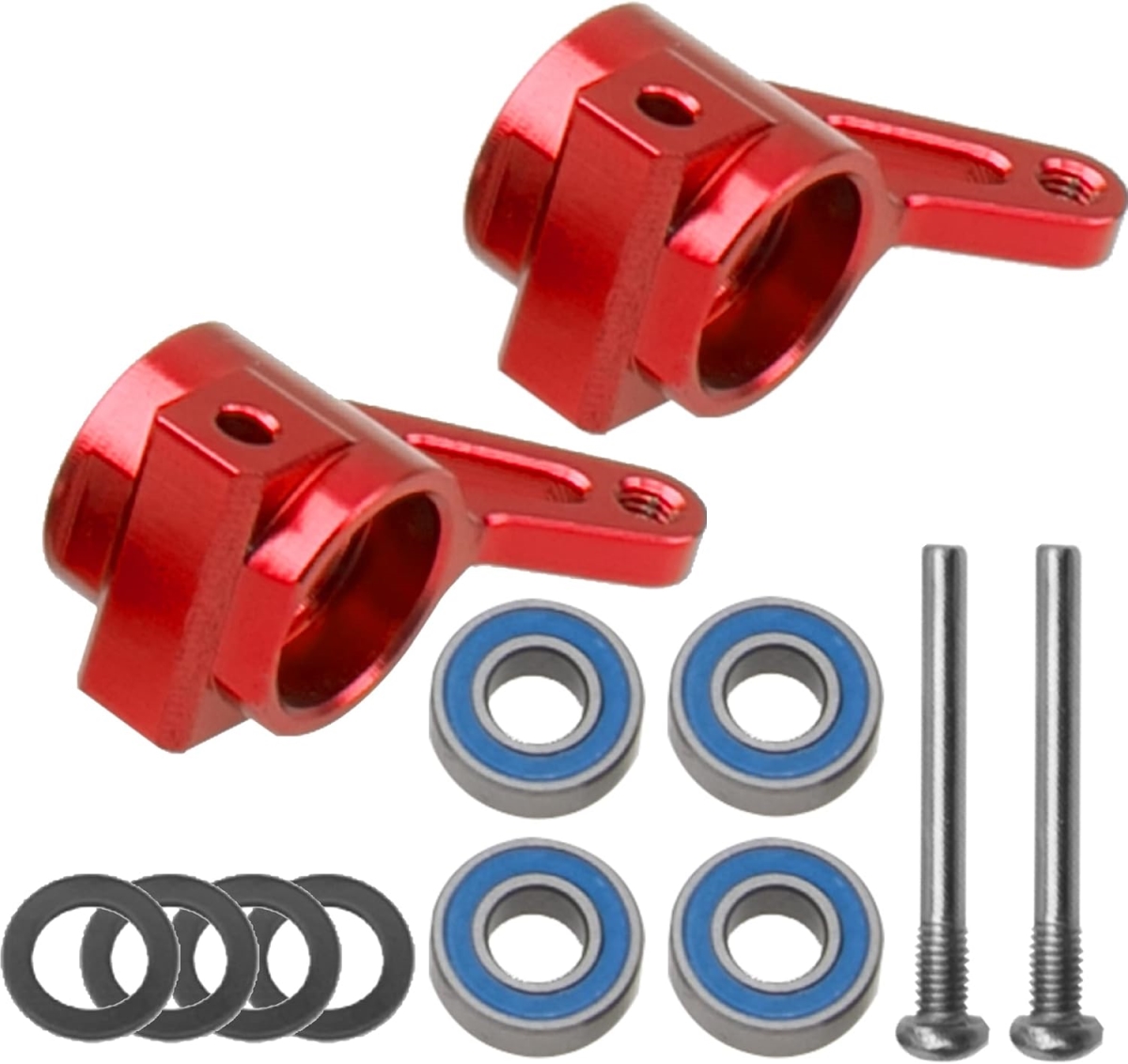 Front Steering Knuckles Carrier Blocks Steering Cup with Compatible 0.1 Traxxas Slash 2WD Rustler Stampede Bandit RC Car - Replace of 3736 - Red
