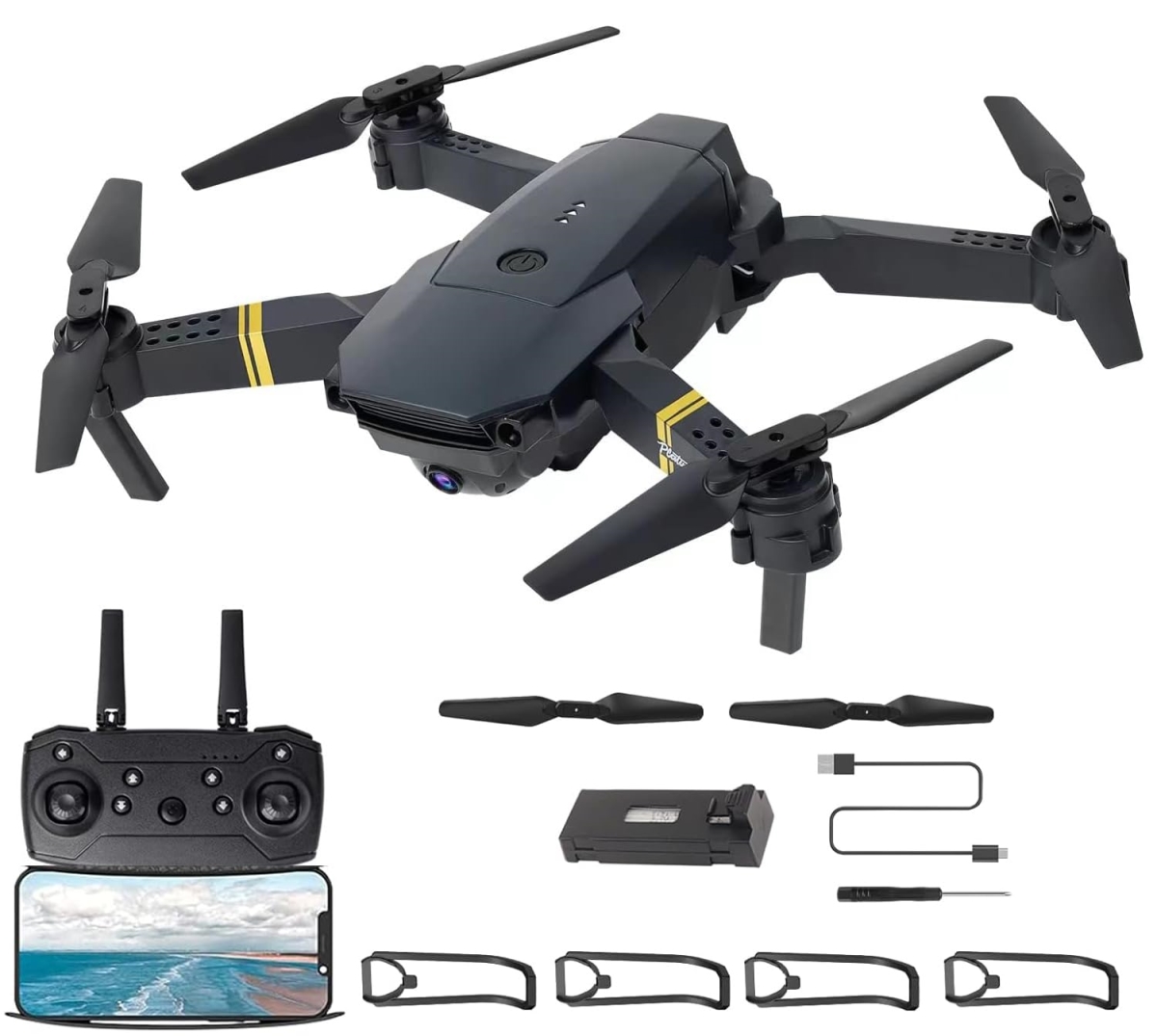 Picture of A-Sonic XS68300 Drone with Camera for Adults & Kids4K Foldable RC Quadcopter Drone with 1080P HD Camera Wi-Fi FPV Live Video - Altitude Hold - One Key Take Off & Landing - 3D Flip - Black