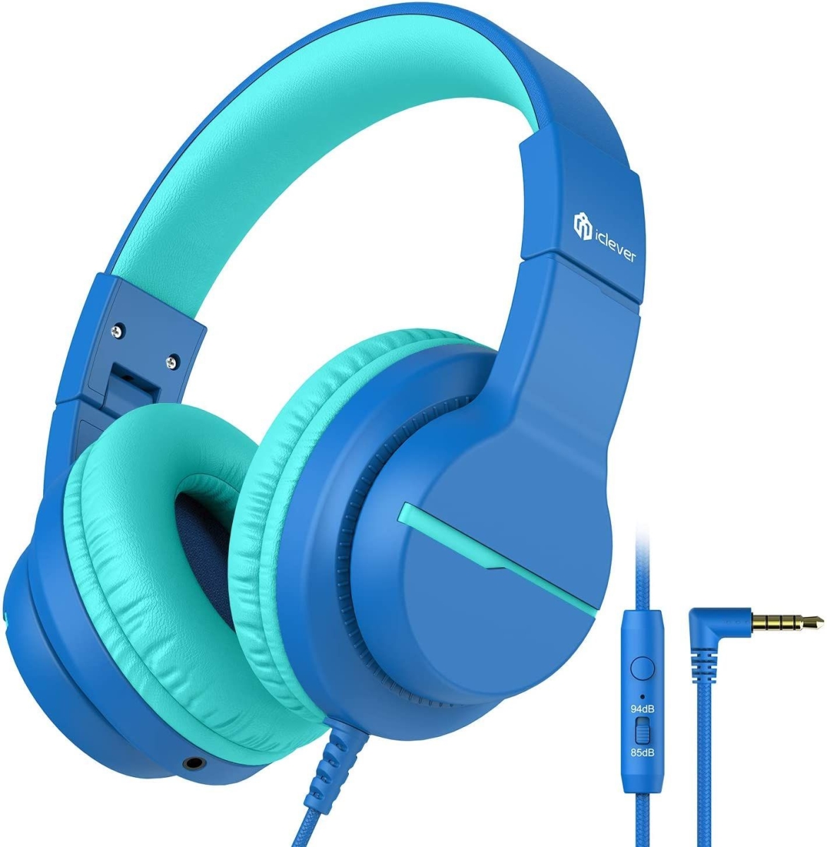 Picture of A-Sonic XS68319 HS19 Kids Headphones with Microphone for School - Volume Limiter 85-94dB - Over-Ear Girls Boys Headphones for Kids with Shareport - Foldable Wired Headphones for iPad & Travel - Navy