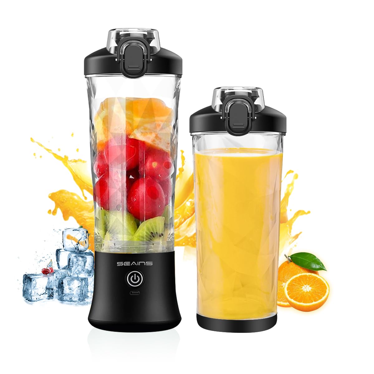 Picture of A-Sonic XS68542 Blender - Personal Blender for Shakes & Smoothies with 20 oz Travel Cup & Lid - Mini Personal Size Blender with 6 Blades & USB Rechargeable for Gym - Kitchen & Outdoors - Black