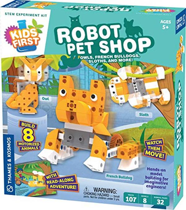 Picture of A-Sonic XS68794 Kosmos Kids First Robot Pet Shop- Owls - French Bulldogs - STEM Experiment Kit for Young Engineers - Build 8 Motorized Robots of Cute Animals - Play Learn with Storybook Manual