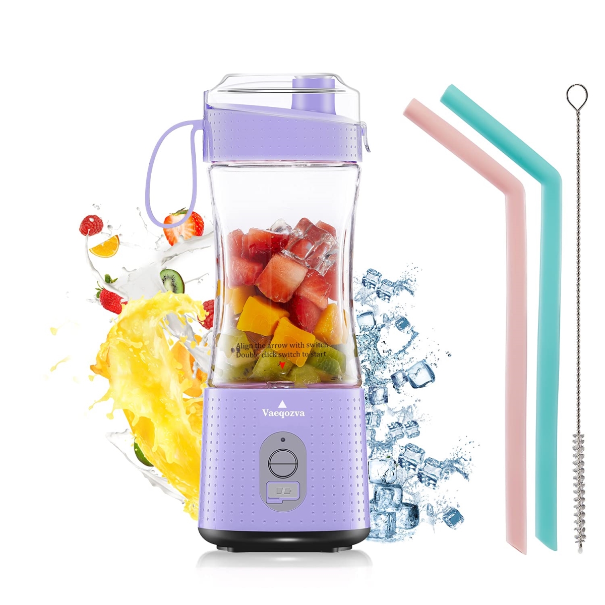 Picture of A-Sonic XS68845 Blender for Shakes & Smoothies Vaeqozva Mini Blender Battery Operated Blender Cup USB Rechargeable Personal Size Jucier for Travel Home Sport Office & Outdoors