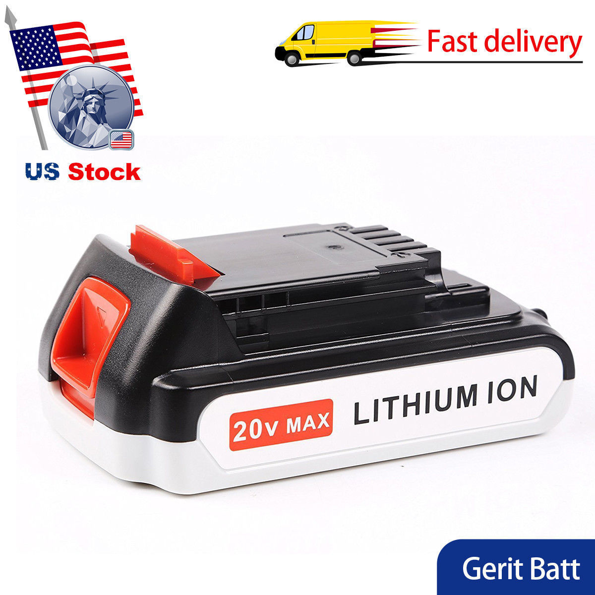 Picture of New Bright UN250264-NT 20V 2000mAh Lithium Battery for DeWALT DCB204