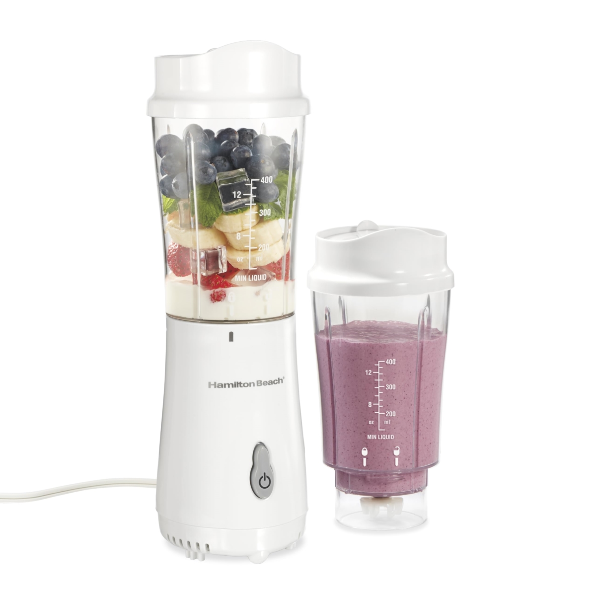 Picture of A-Sonic XS69092 Beach Portable Blender for Shakes & Smoothies with 14 oz BPA Free Travel Cup & Lid - Durable Stainless Steel Blades for Powerful Blending Performance - 2 Jars - White - 51102V