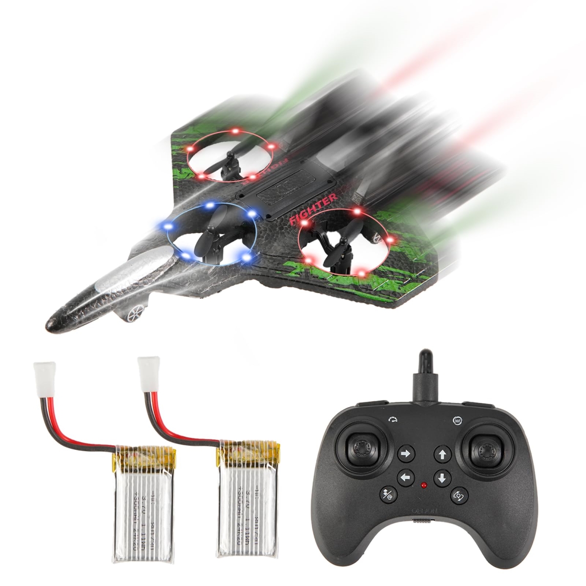 Picture of A-Sonic XS69198 Control Drone for Kids - 2.4Ghz Foam RC Airplanes Helicopter Quadcopter with Auto Hovering - 360 deg Flip - Gravity Sensing - Stunt Roll - Cool Light - 2 Battery - Green