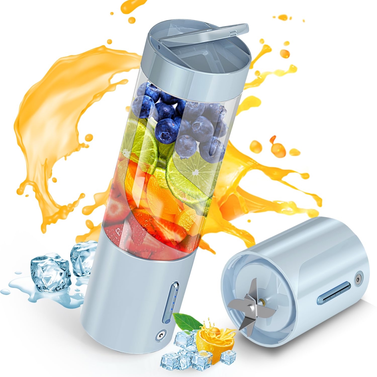 Picture of A-Sonic XS69210 Portable Blender - 16 oz Mini Cup with 6 Blades - USB Rechargeable - Perfect for Shakes - Smoothies & Juice - Compact Blender for Travel - Gym - Kitchen & Office