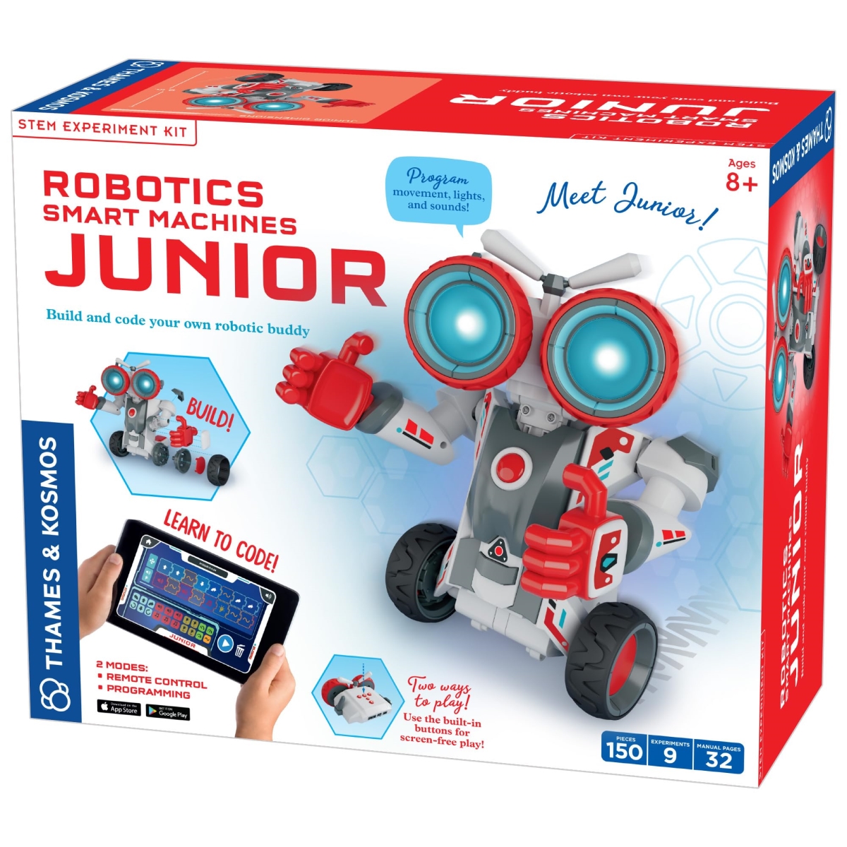 Picture of A-Sonic XS69661 Kosmos Robotics Smart Machines Junior STEM Kit - Build Code Your Robot Movements - Speed - Lights Sounds - Use Screen-Free with Built-in Buttons or via Block-Based Coding App