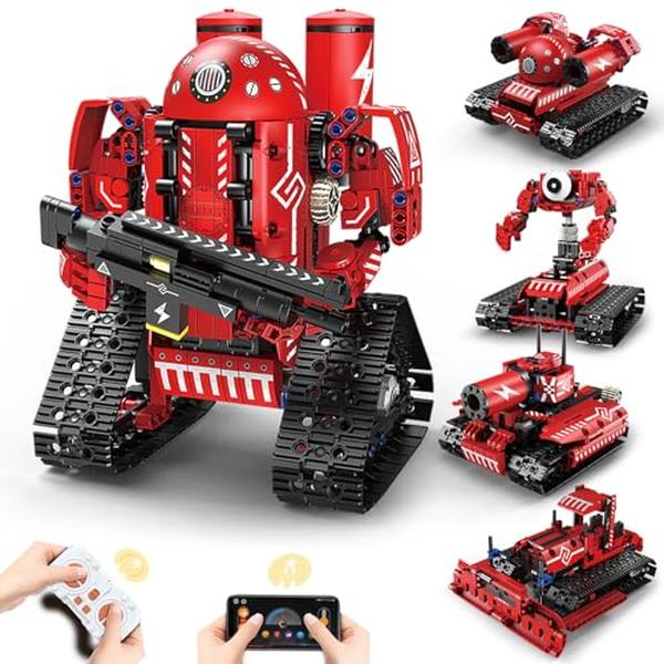 Picture of A-Sonic XS70633 Robot Toys for Kids Ages 8-14 - 5-in-1 Remote Control & APP Programmable Robot Toys - 495 Piece DIY Building Science Educational Kit - Building Block Birthday Present