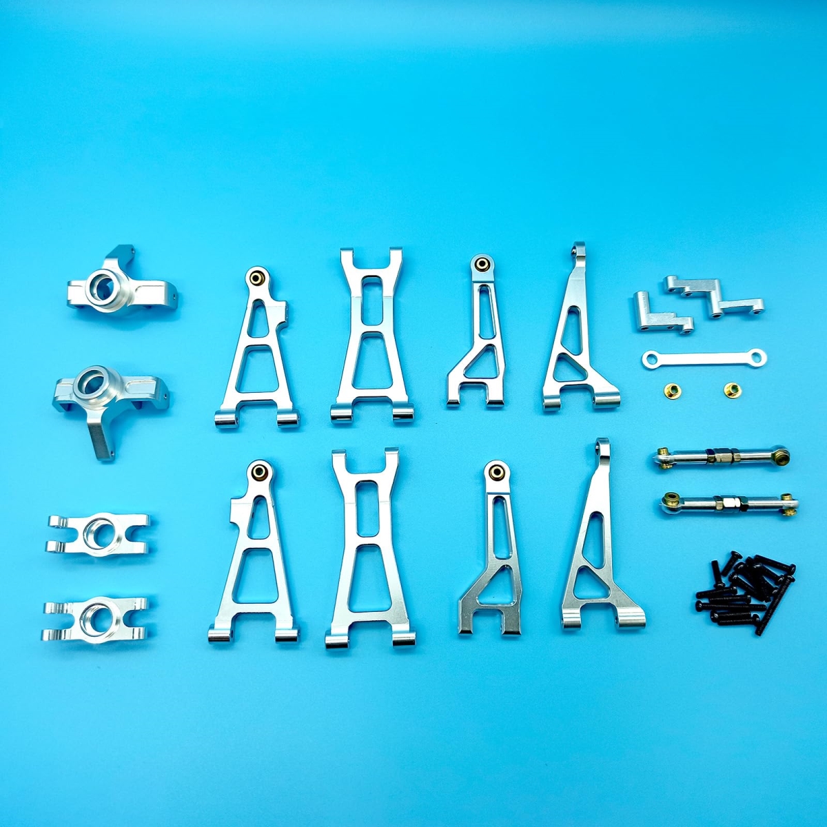 Picture of A-Sonic XS70687 with Hyper GO RC Car Parts - 1-16 Scale Metal Upgrade Aluminum Accessories - Replacement Parts Kit for H16BM H16GT H16DR H16 MJX 16207 16208 16209 16210 - Sliver