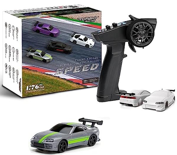 XS71696 0.14 6 Scale Mini RC Car with 2.4G Remote Control Classic LED Lights Full Proportional Vehicles Models - C73-Grey