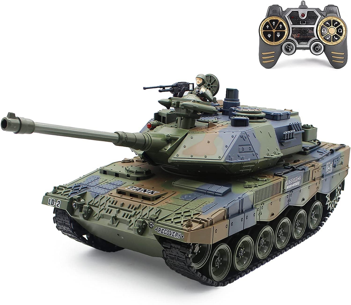 XS71904 RC Tanks with Bullet Launch Function 1-18 Scale German Leopard Army 2.4G Remote Control Tank Toys for Kids Boys Girls