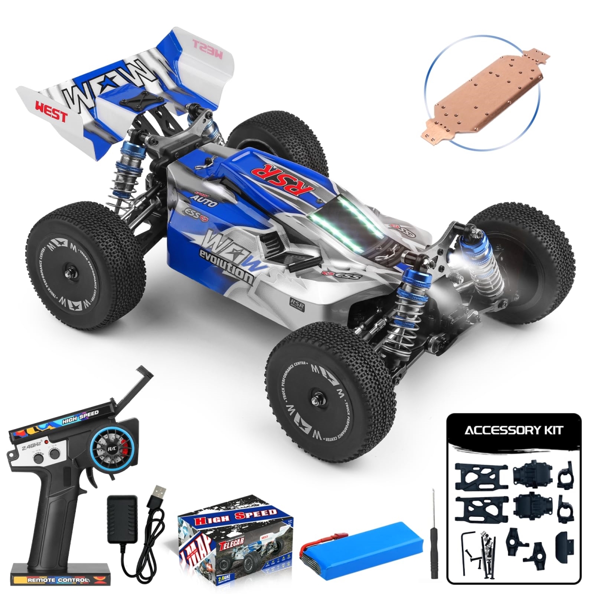 WLtoys 144011 Fast RC Cars - 65KMH Hobby RC Trucks with Cool Lights - 1-14 Scale 4x4 Fast Remote Control Car, Off Road Hobby RC Car Boys Adults -  A-Sonic, XS72002