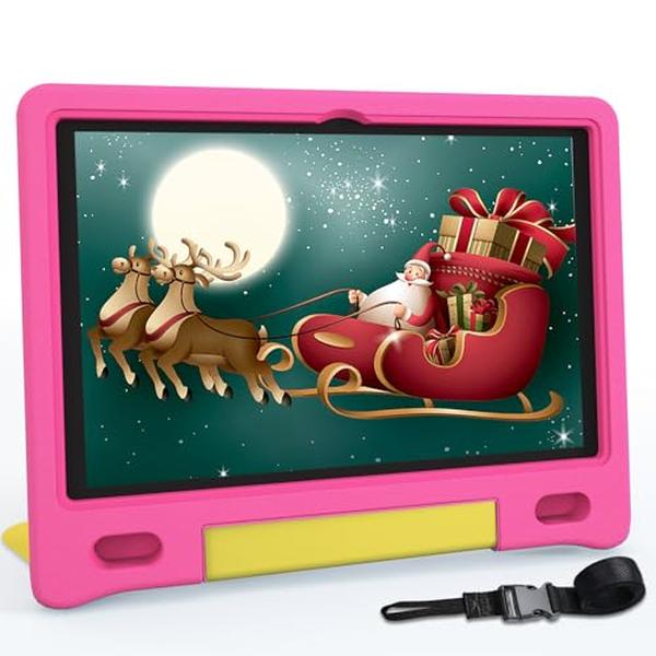 Picture of A-Sonic XS72384 Case for Kids 10.1 in. Android 14 6000mHA 8GB RAM Plus 64GB ROM - Expandable to 1TB Kids Tablet Age 3-12 with Case & Lanyard Wi-Fi6 Google Kids Space - 1280 x 800 HD Screen&#44; Pink