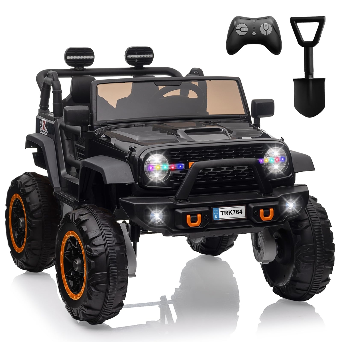 XS-73323 Ride-On Car Toys - Remote Control 4 Wheels Electric Power Car for Toddlers Kids Boys Girls - 2 Seater Motorized Ride-On Cars Vehicle - Black