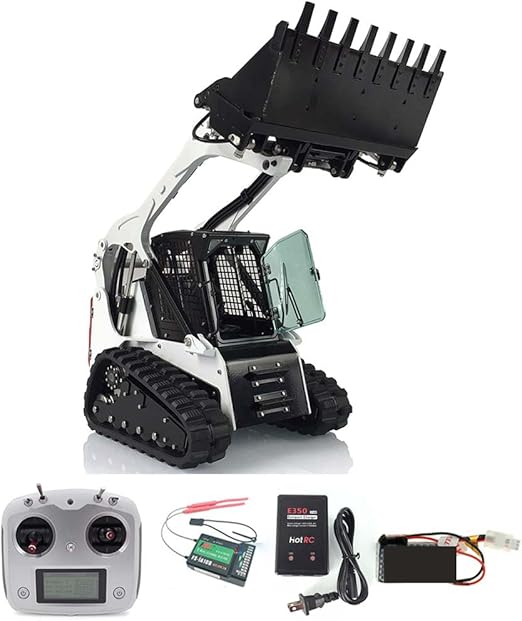 XS-73624 wheelfun RC Hydraulic Crawler Skid-Steer Loader 1-14 Scale Aoue-Lt5 Metal RTR Model Lights Sound Painted White Black & Red Hobby Grade Model