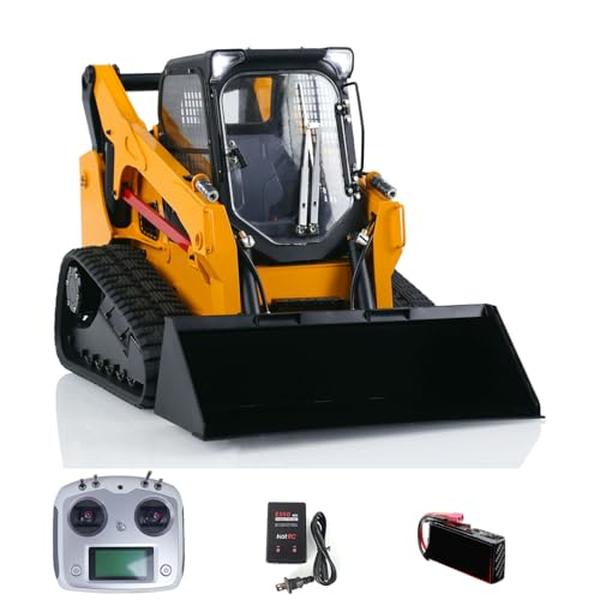 RC Hydraulic Skid-Steer Loader SM770 RTR Radio Control Construction Vehicle Light Sound System Motor Servo ESC Hobby Grade Model - Yellow & Black