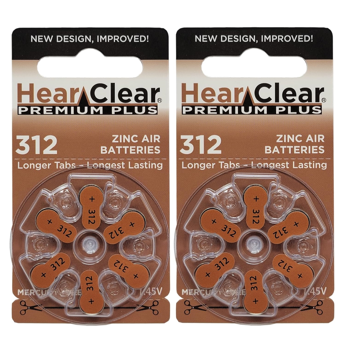 Picture of A-Sonic XS67451 Size 312 PR41 Hearing Aid Batteries Brown Tab - 12 Batteries