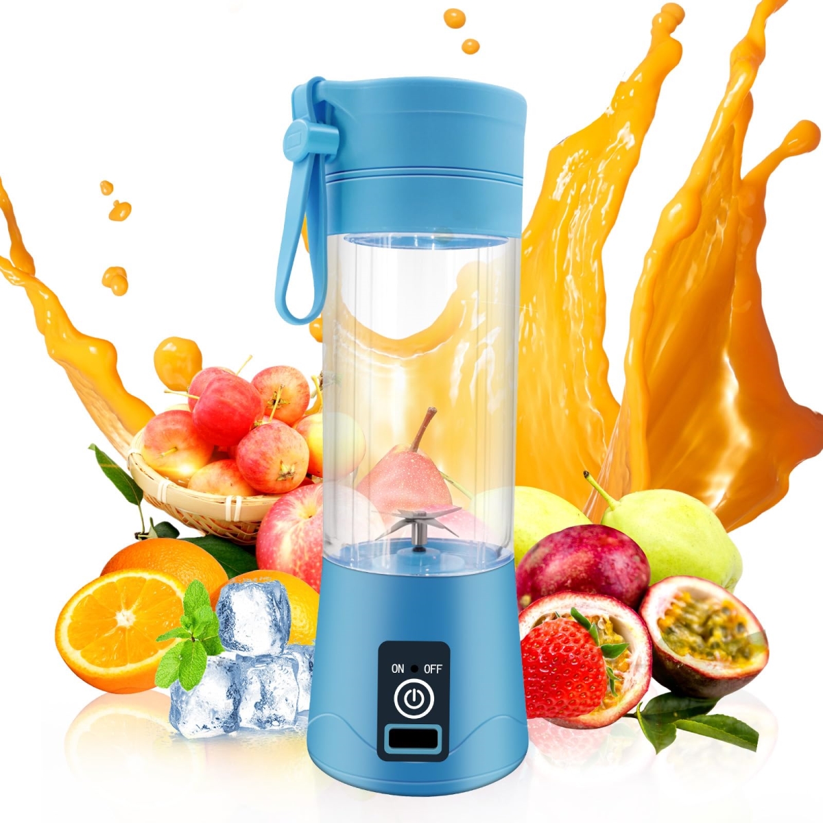 Picture of A-Sonic XS67560 Blender - Personal Blender for Shakes & Smoothies - Personal Size Blenders with USB Rechargeable Mini Fruit Juice Mixer - Mini Juicer Smoothie Blender Bottles Travel - 380 ml