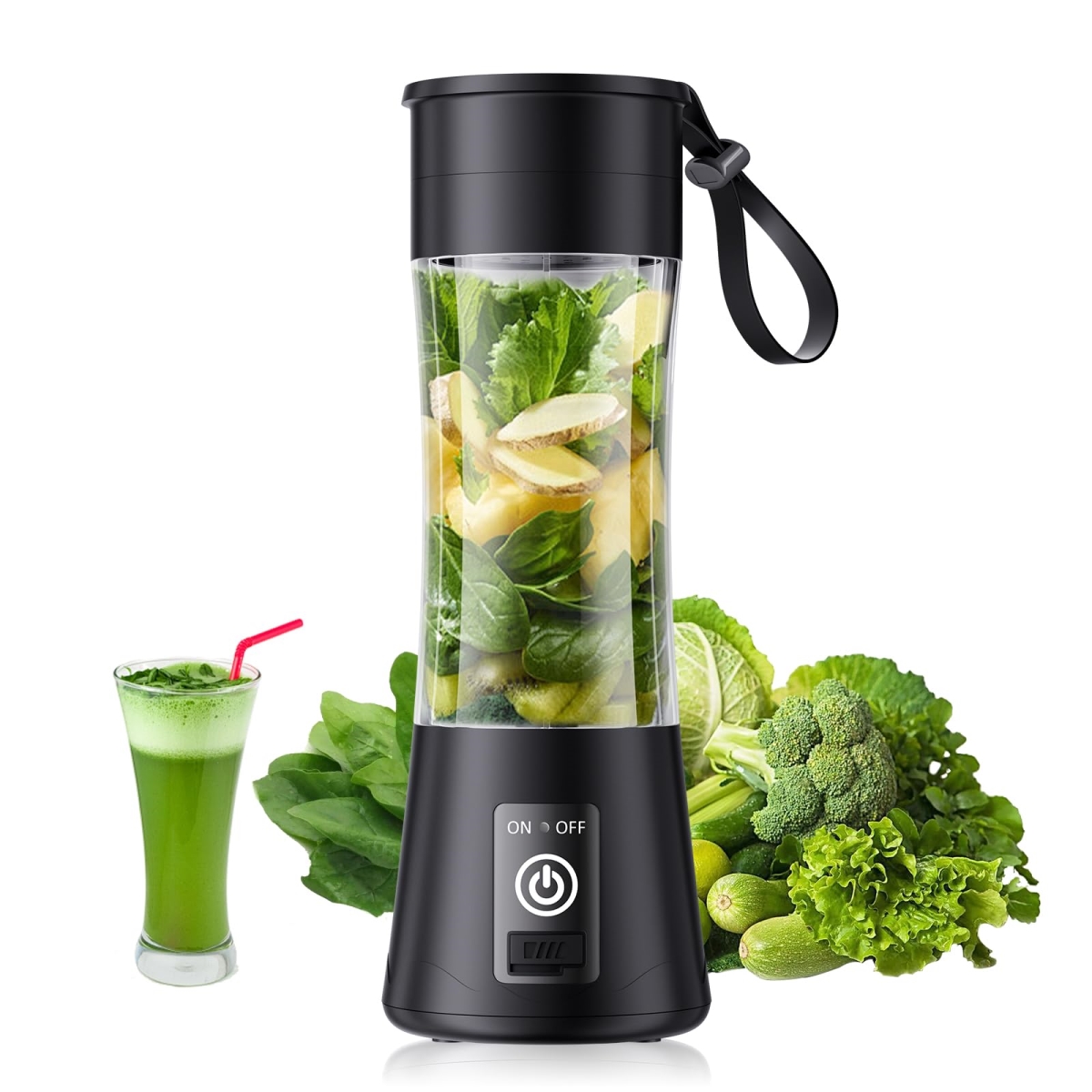 Picture of A-Sonic XS67771 Portable Personal Size Blender - USB Rechargeable Blender for Smoothies & Shakes - 6 Blades with 380Ml BPA Free Juice Cup - Freshly Squeezed for Picnic & Sprots