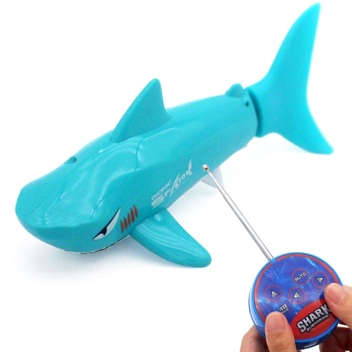 Picture of A-Sonic XS68069 Cute RC Shark Mini Radio Remote Control Fish Boat Submarine Electric Realistic Animal Toy for Swimming Pool Water Tank Kids Birthday Gifts - Blue